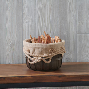 Wood Slat Basket, Brown