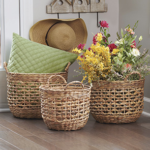 Open Weave Hyacinth Basket Set