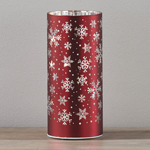 Red Snowflake LED Cylinder 