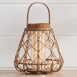 Brown Bamboo Lattice LED Lantern