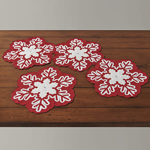 Red Snowflake Button Runner