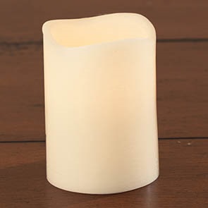 LED Flickering Flaimless Wax Candle with Timer, Ivory 4" 