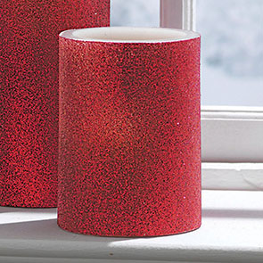 LED Candle Red Glitter