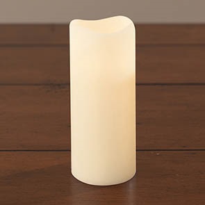 LED Flickering Flaimless Wax Candle with Timer, Ivory 6" 