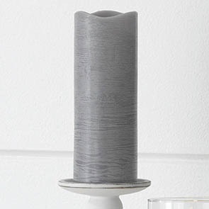 LED Flickering Flaimless Wax Candle with Timer, Gray 8" 