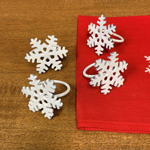 Snowflake Napkin Rings Set/4