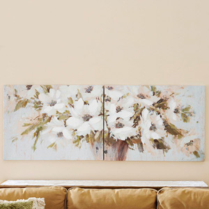 White Flowers Canvas 2-pc Print Set
