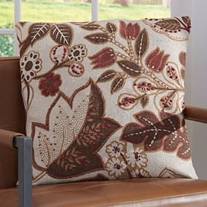 Brown/Plum Embroidered 20" Pillow Cover