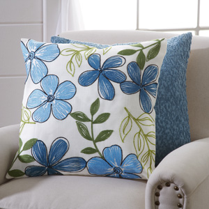 Blue Floral Pillow Cover