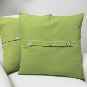 Button Pillow Cover Set, Green BOGO