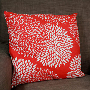 Chrysanthemum Pillow, Coral