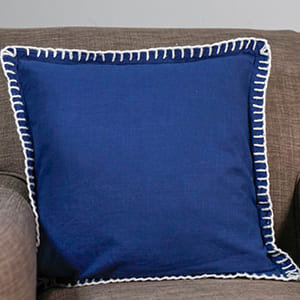 Whip Stitched Pillow Cover, Blue