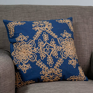 Rope Flowers Pillow Cover, Navy