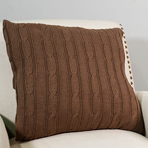 Mocha Cable Knit 18" Pillow Cover