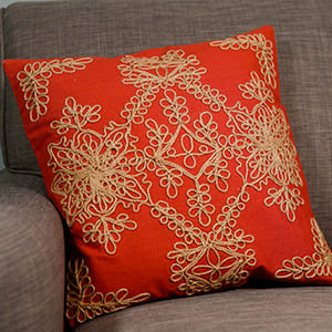 Paprika Rope Flowers 18" Pillow over
