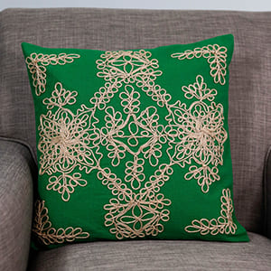 Rope Flowers Pillow Cover, Green
