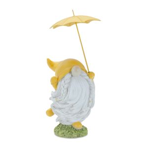 Yellow Resin Dancing Gnome w/Umbrella