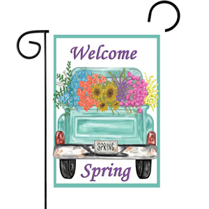 Welcome Spring Pick Up Truck Garden Flag