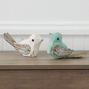 Teal/White Feathered Friends Bird Set