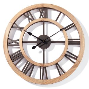 Roman Numerals Round Wood Wall Clock