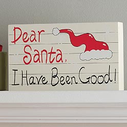 Dear Santa Wood Sign Block