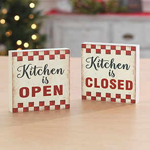 Kitchen Open/Closed Wood Sign Block