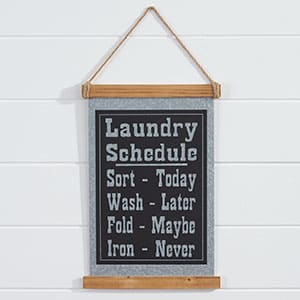 Laundry Schedule Metal Sign