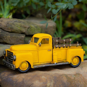 Vintage Style Metal Pick Up Truck, Yellow