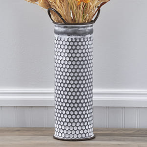Whitewash Honeycomb Metal Vase