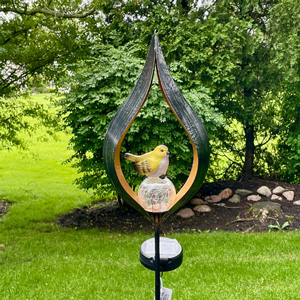 Bird on Sphere Solar Garden Stake, Clear