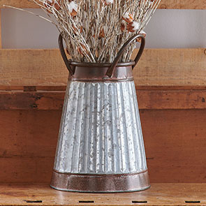 Tapered Ribbed Metal Vase